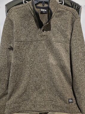 Eddie Bauer Men's Brown Heathered Zip-Neck Sweater